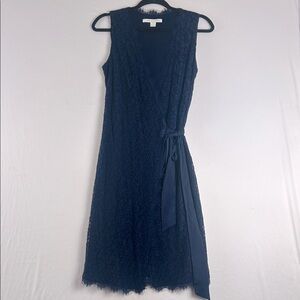 Diane Von Furstenberg Navy Lace Midi Sleeveless Dress Women’s Size 6
